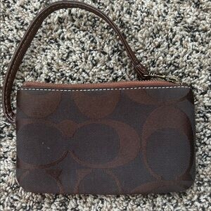 Coach Signature Brown Wristlet